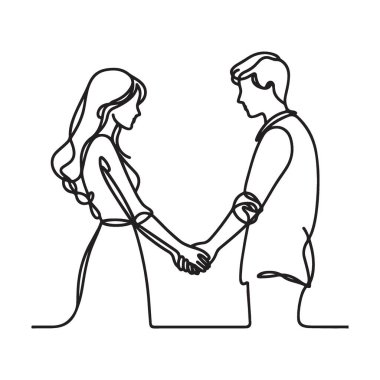 El ele tutuşan çift, aşk bağlılığının silüet vektör çizimi