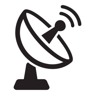Yayın İletişim Kullanımı için Uydu Tabağı Anten Vektör İllüstrasyonu