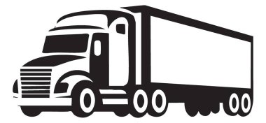 Ticari Yarı Kamyon Siluet Vektör Sanat Lojistik Taşımacılığı