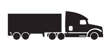 Ulaşım Tasarımları için Yarı Kamyon Vektör Silueti Grafiği