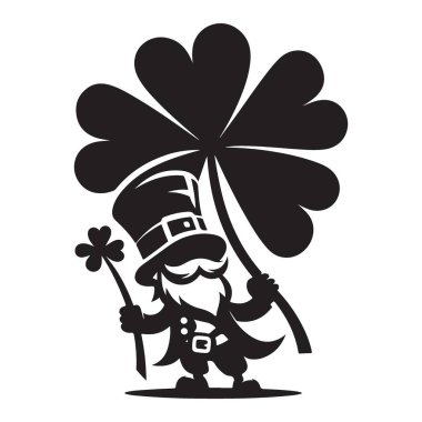 Siluet Cüce Cüce Clover St. Patrick Günü Çizimleri