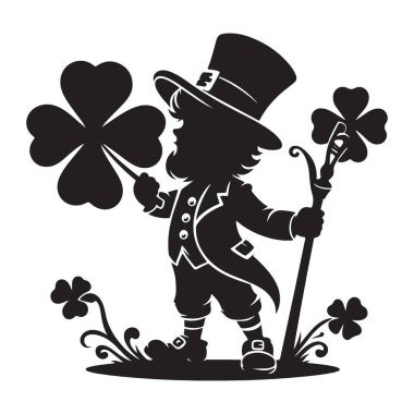 Aziz Patrik Günü Leprikon Tutucu Yonca İllüstrasyonu