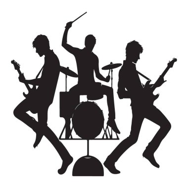 Dinamik Kaya Grubu Silüeti Resimlendirmesi Tam Enerji Vektör Tasarımı