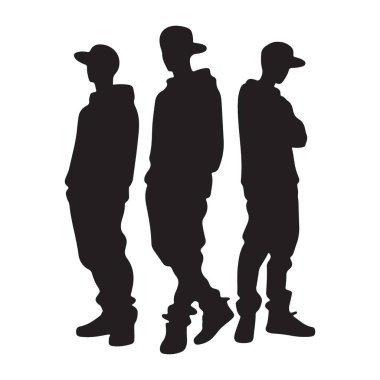 Sıradan Moda Pozisyonunda Üç Genç Adamın Silueti