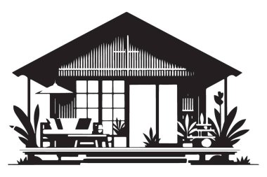 Plaj Evi Vektör Resimleri Cennet Kaçışı İçin Rahatlatıcı