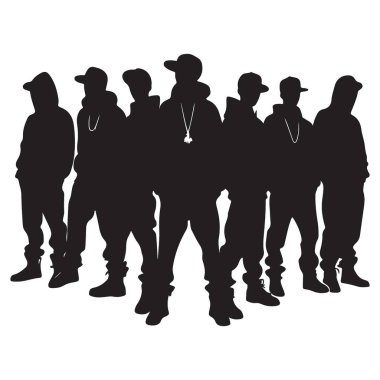Hip Hop Çetesi Tavırlı Siluet Görünümü