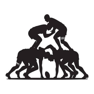 Siluet rugby karmaşası illüstrasyon vektör takım çalışması spor yarışması tasarımı