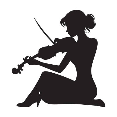 Zarifçe Keman Çalan Bir Kadının Zarif Silüeti
