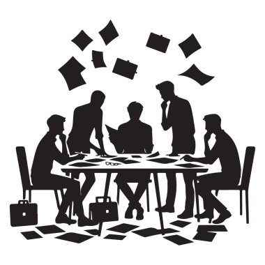 Takım Çalışmaları Ofisi Siluet Vektörüyle Tanışma Grafik Çizim Sanatı