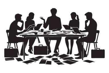 Ofis Ekibi Dağınık Belgeler Vektörüyle Siluet Resimlerini Buluyor