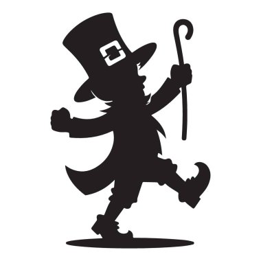 Siluet çizimi bir leprikonun bastonla dans edişinin