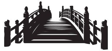 Klasik Tahta Köprü Silueti Waterway Sükunet Çizim Sanatı