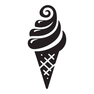 Lezzetli Girdap Dondurma Konisi Siluet Vektör Çizim Sanatı