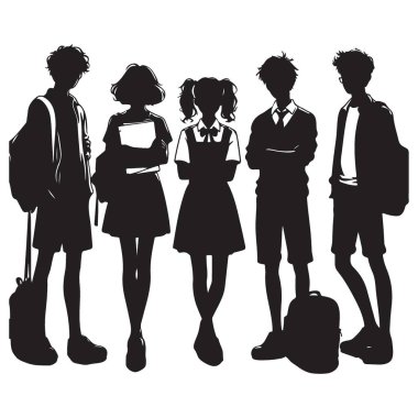 Lise Öğrencileri Grubu Eğitim İçin Siluet Çizimi