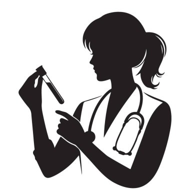 Siluet Çizimi Stetoskop ile Tıbbi Profesyonel İnceleme Örnekleri