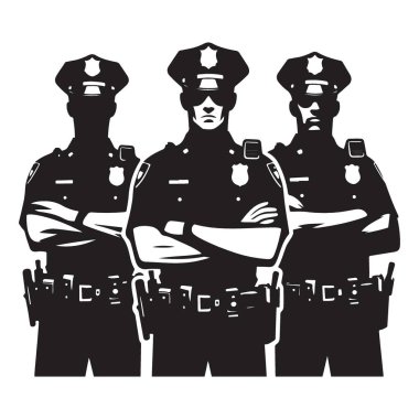 Emniyet Teşkilatı Siluet Çizimi Polis Memurları Güvenlik Koruma Sanatı