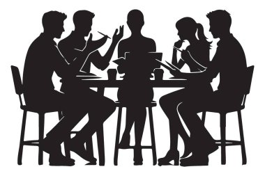 Siluet İş Ekibi Toplantısı İşbirliği ve Tartışma İllüstrasyonu