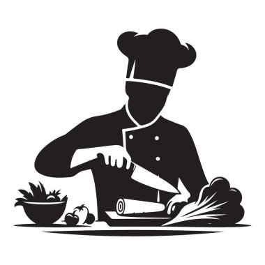 Aşçılık Tasarımları için Sebze Hazırlama Çizim Vektörü