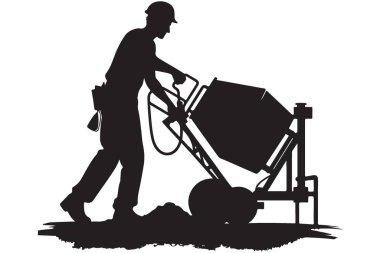 Çimento Karıştırıcı Makinesi Resmetme Vektörü Grafik Müteahhit Silueti