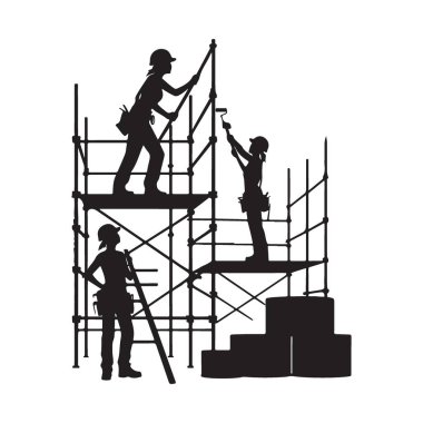 İnşaat İşçileri Yapı Yapısı Siluet Vektörü Resmetme Grafikleri