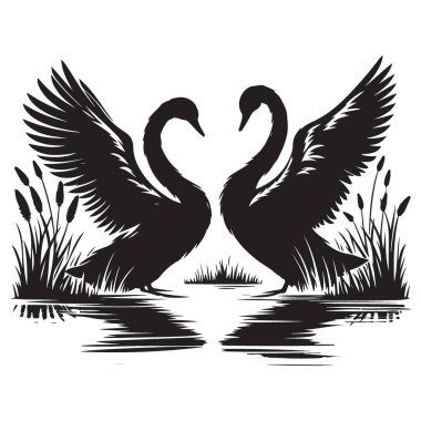 Aşk ve Doğa Tasarımları İçin Zarif Kuğu Silüeti Vektör ResmiName