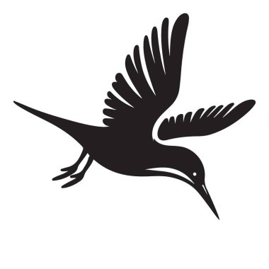 Zarif Siyah Tern Siluet Çizimi Uçan Vahşi Yaşam Kuş Sembolü