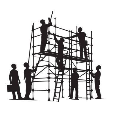 İnşaat İşçileri İnşaat İnşaat İnşaat İnşaat Yapısı Bir Siluet Çizim Sanatı