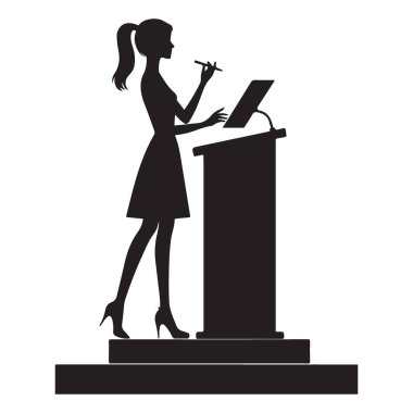 Podyum İllüstrasyonunda Kendine Güvenen Konuşan Siluet