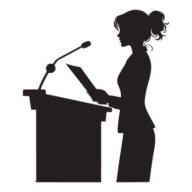 Lectern Vektör İllüzyonu 'nda Kadın Topluluğu Silueti