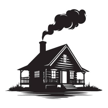 Sıcak kulübe çizimi silueti içinde kırsala kaçtı.