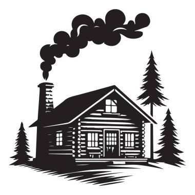 Rahat ahşap kabin silueti geri çekilme doğa dağ vahşi deneyim