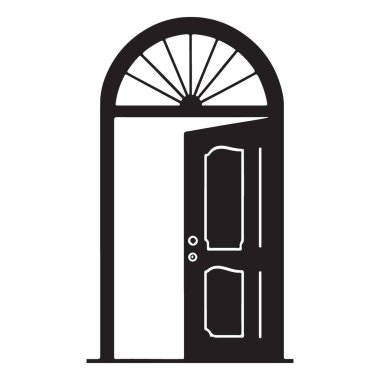 Fırsat ve Hoşgeldiniz için Açık Kapı Silüet Vektör İllüstrasyonu