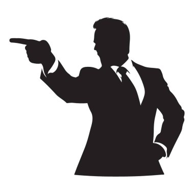 Güçlü iş adamı başarı için parmak silueti vektör illüstrasyonunu gösteriyor