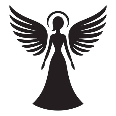 Koruyucu Melek Siluet Vektör Görünümü Zarif Kanatlı
