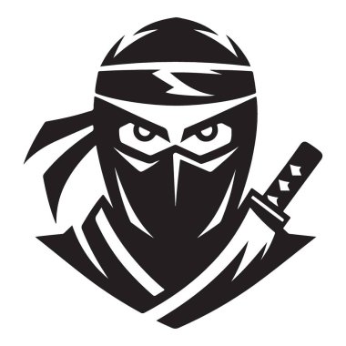 Ninja Savaşçısı Siluet Vektör İllüstrasyon Sanatı Grafik Tasarımı İçin Mükemmel