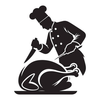 Tatil Tasarımları İçin Türkiye 'yi Hazırlayan Şef Siluet Vektörü İllüstrasyonu