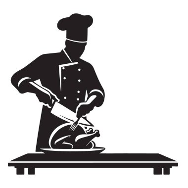 Şükran Günü yemeği için Hindi oyma Hindi Siluet Vektörü İllüstrasyonu