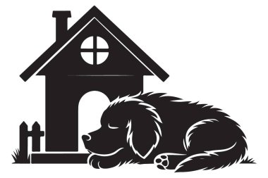 Köpek Evi 'nde Uyuyan Köpek Hayvanı Hayvanı Çizimi