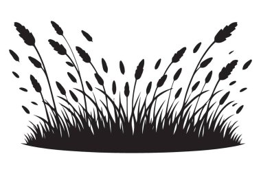 Vahşi otların siluet vektörü alanda sapları ve sapları