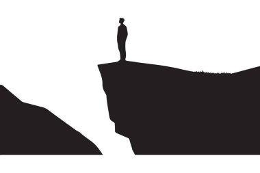Cliff Edge Illustration 'da duran Yalnız Bir Kişinin Silueti