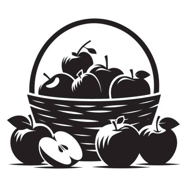 Bol Elma Hasadı Taşan Sepet Vektörü Resmetme Grafik Sanatları