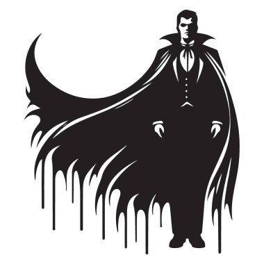 Dramatik Kont Drakula Siluet Görünmez Vektör Çizimi Cadılar Bayramı Tasarımı