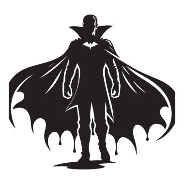 Kara Şövalye Vampir Silueti Çizimi Modern Cadılar Bayramı Birleşim Sanatı