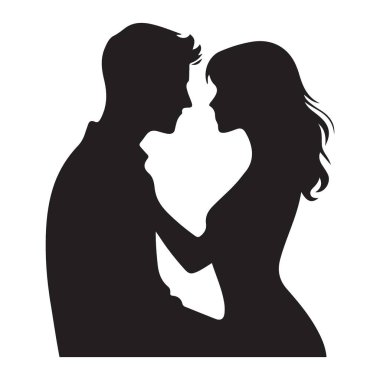 Aşk ve İlişkiler İçin Romantik Çift Silüeti Vektörü Grafiği