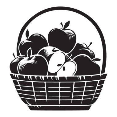 Apple Sepet Vektör Ürün ve Sağlıklı Gıda İllüstrasyonu