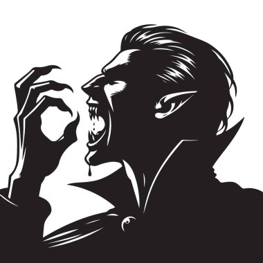 Keskin pençeli siluet vampir vektör çizimi dehşet tasarımı