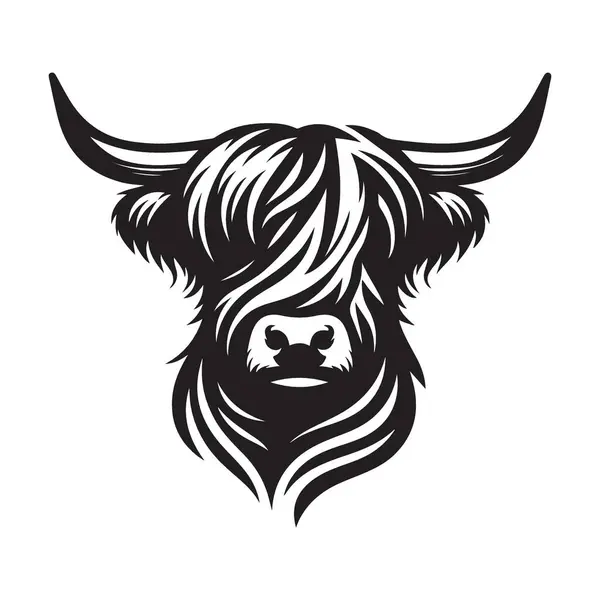 İskoç Tasarımları için Majestic Highland İnek Silueti Vektör İllüzyonu