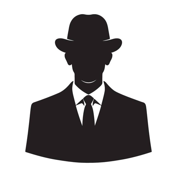 Таинственный силуэт человека в костюме с шляпой Федоры