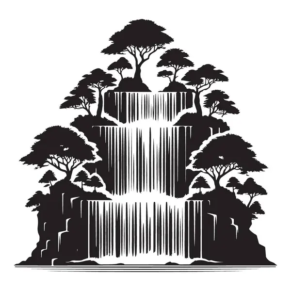 Sahne Şelalesi Silüeti Kaya Şekillerindeki Ağaçlarla İlgi