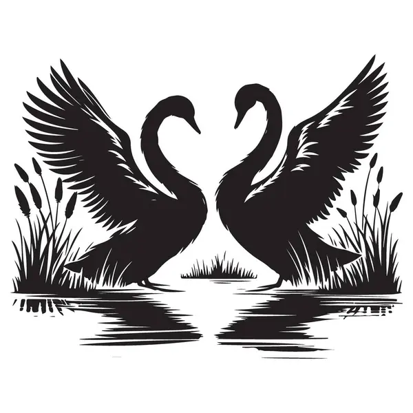 Aşk ve Doğa Tasarımları İçin Zarif Kuğu Silüeti Vektör ResmiName